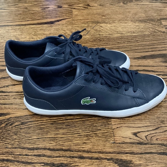Mens Lacoste Navy Leather Sneakers Size 